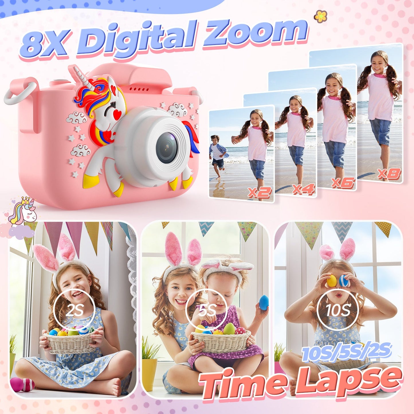 JoyStone Kids Camera Toys with 1080P Video for 3-12 Year Old, Chritmas Birthday Gifts for Kids, 32GB SD Card & Silicone Cover