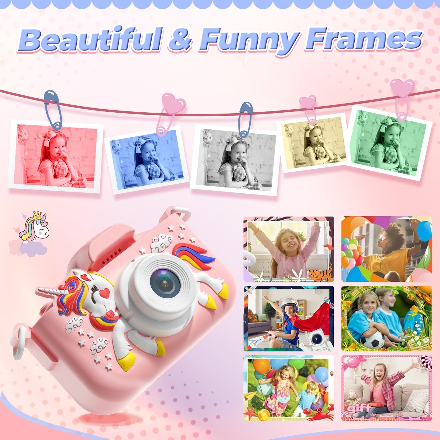JoyStone Kids Camera Toys with 1080P Video for 3-12 Year Old, Chritmas Birthday Gifts for Kids, 32GB SD Card & Silicone Cover