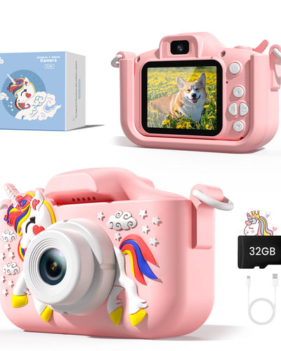JoyStone Kids Camera Toys with 1080P Video for 3-12 Year Old, Chritmas Birthday Gifts for Kids, 32GB SD Card & Silicone Cover