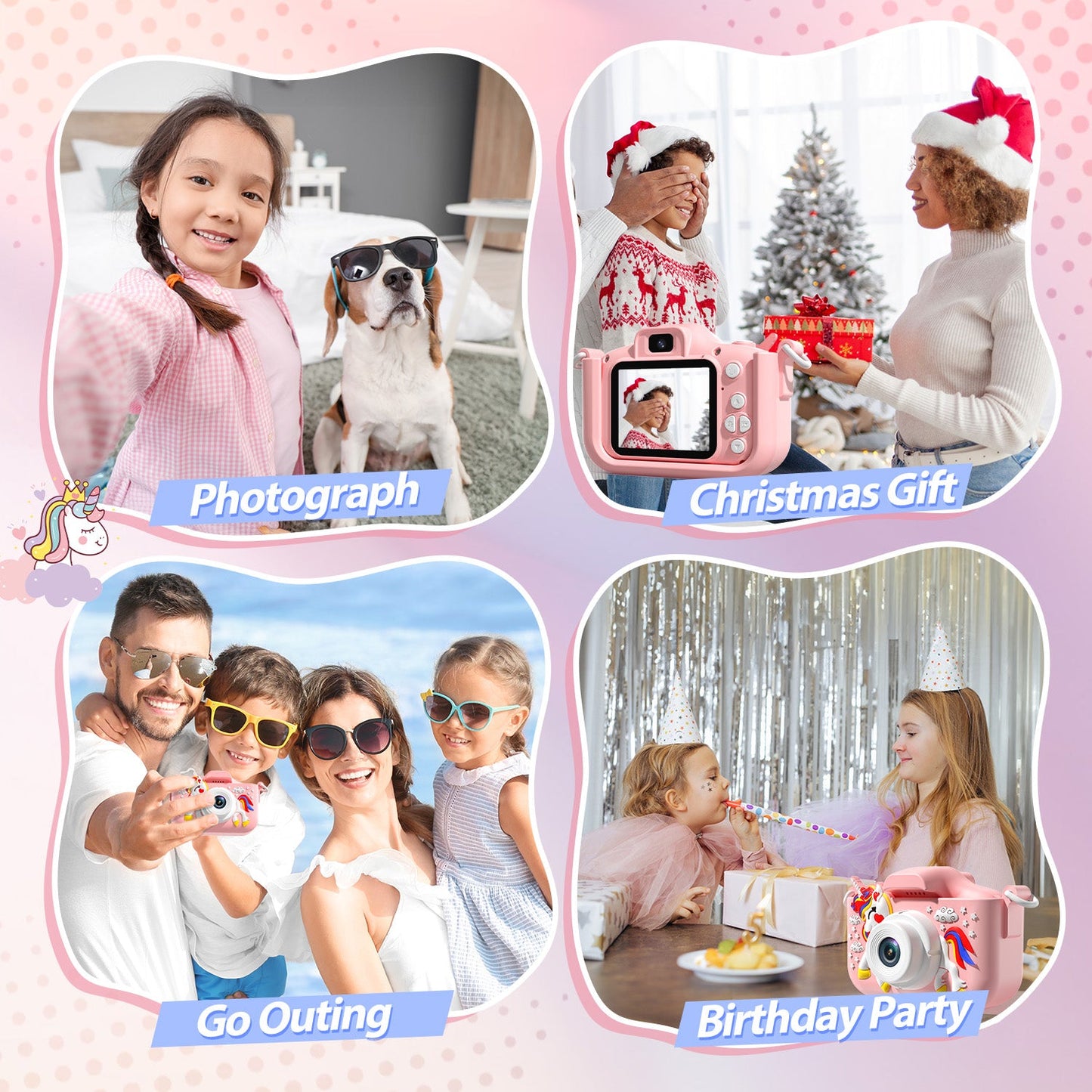 JoyStone Kids Camera Toys with 1080P Video for 3-12 Year Old, Chritmas Birthday Gifts for Kids, 32GB SD Card & Silicone Cover